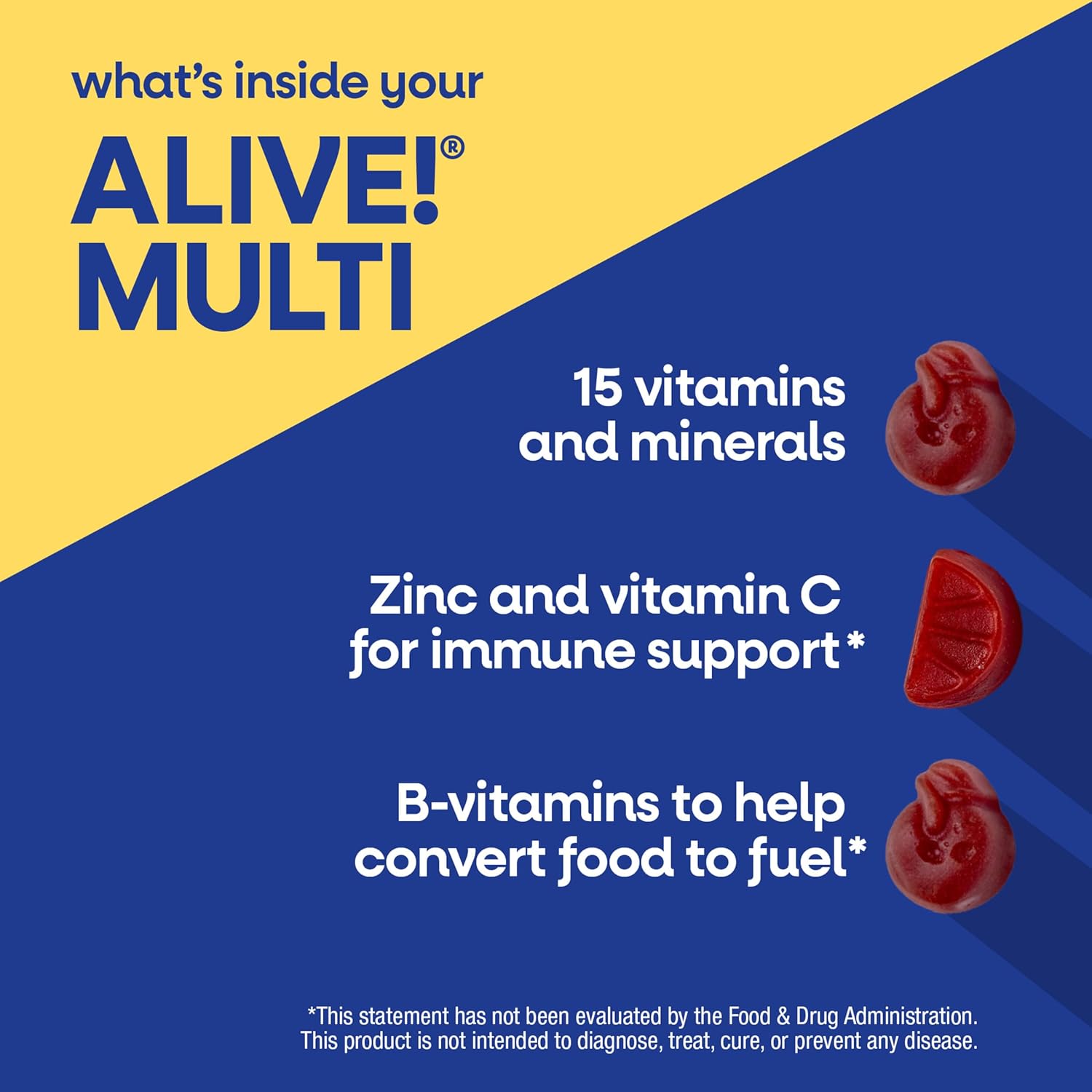 Nature's Way Alive! Men's 50 Plus Multivitamin Gummy – with B-Vitamins, D3 & Zinc, 150 Gummies - görsel 3