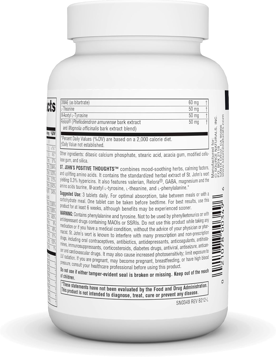 Source Naturals St John's Positive Thoughts – Mood Support Supplement, 90 Tablets - görsel 3