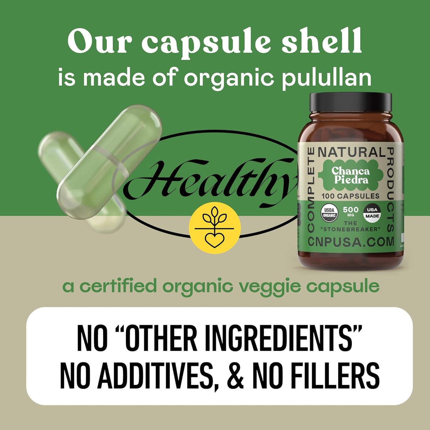 Complete Natural Products Chanca Piedra Organic Capsules 500mg - Phyllanthus Niruri Stonebreaker Extract for Kidney, Gallbladder & Liver Support, 100 Vegan Capsules, Non-GM, Made in USA - görsel 7