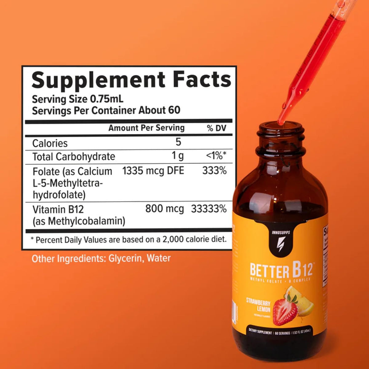 InnoSupps Better B12 Liquid Drops - Methylcobalamin & Folate, 60 Servings - görsel 4