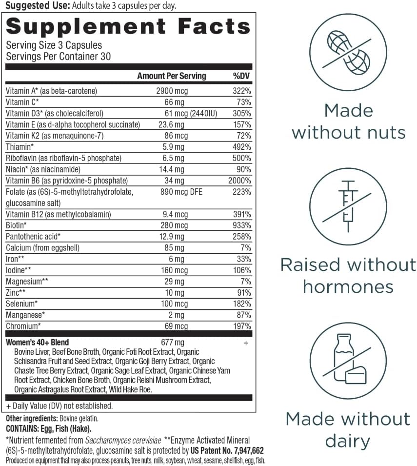 Ancient Nutrition Multivitamin for Women 40+, Multi Vitamin & Immune Support with Vitamin D, C, Magnesium, Methylated Vitamin B, Stress, Sleep Support, Bone Health, 90 Capsules - görsel 3