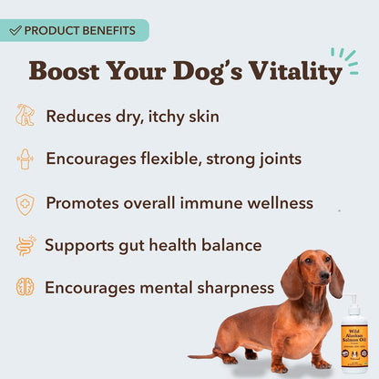 Natural Dog Company Wild Alaskan Salmon Oil for Dogs - Omega 3 Supplement with EPA & DHA, 473 ml