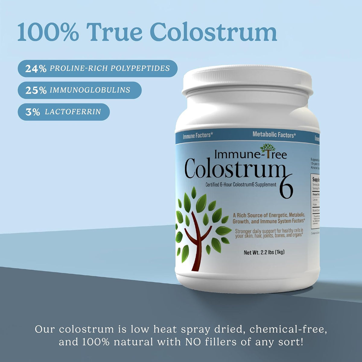 Immune-Tree 100% Pure Bovine Colostrum Powder (Grass-Fed) - 1 kg (661 Servings) - görsel 6