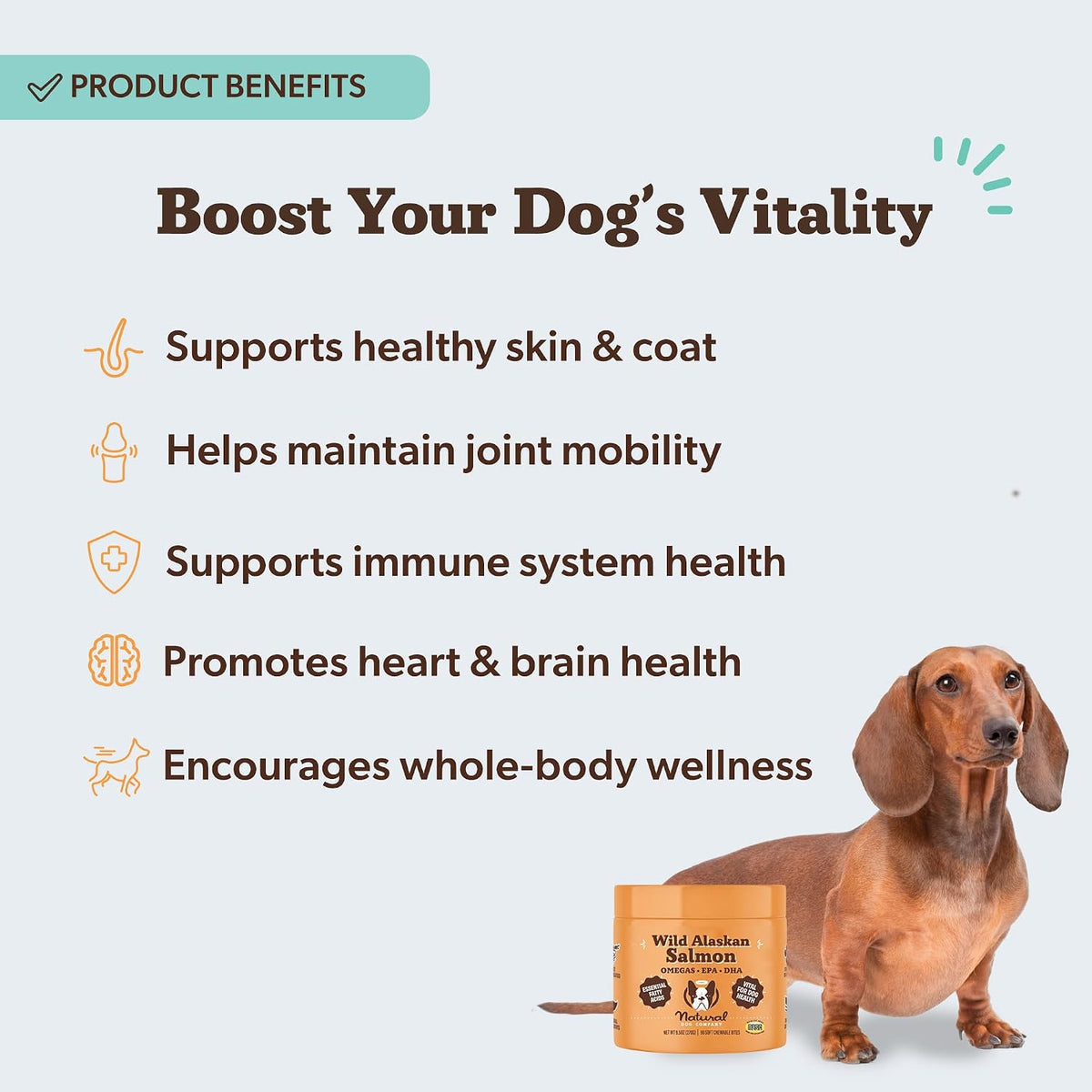 Natural Dog Company Wild Alaskan Salmon Chews – Omega-3 Fish Oil Supplement, 90 Chews - görsel 2