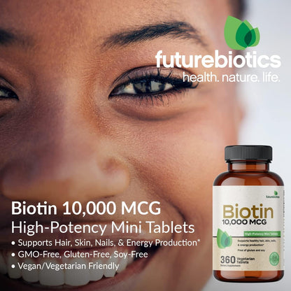 Futurebiotics Biotin 10,000 mcg High Potency Tablets, 360 Tablets
