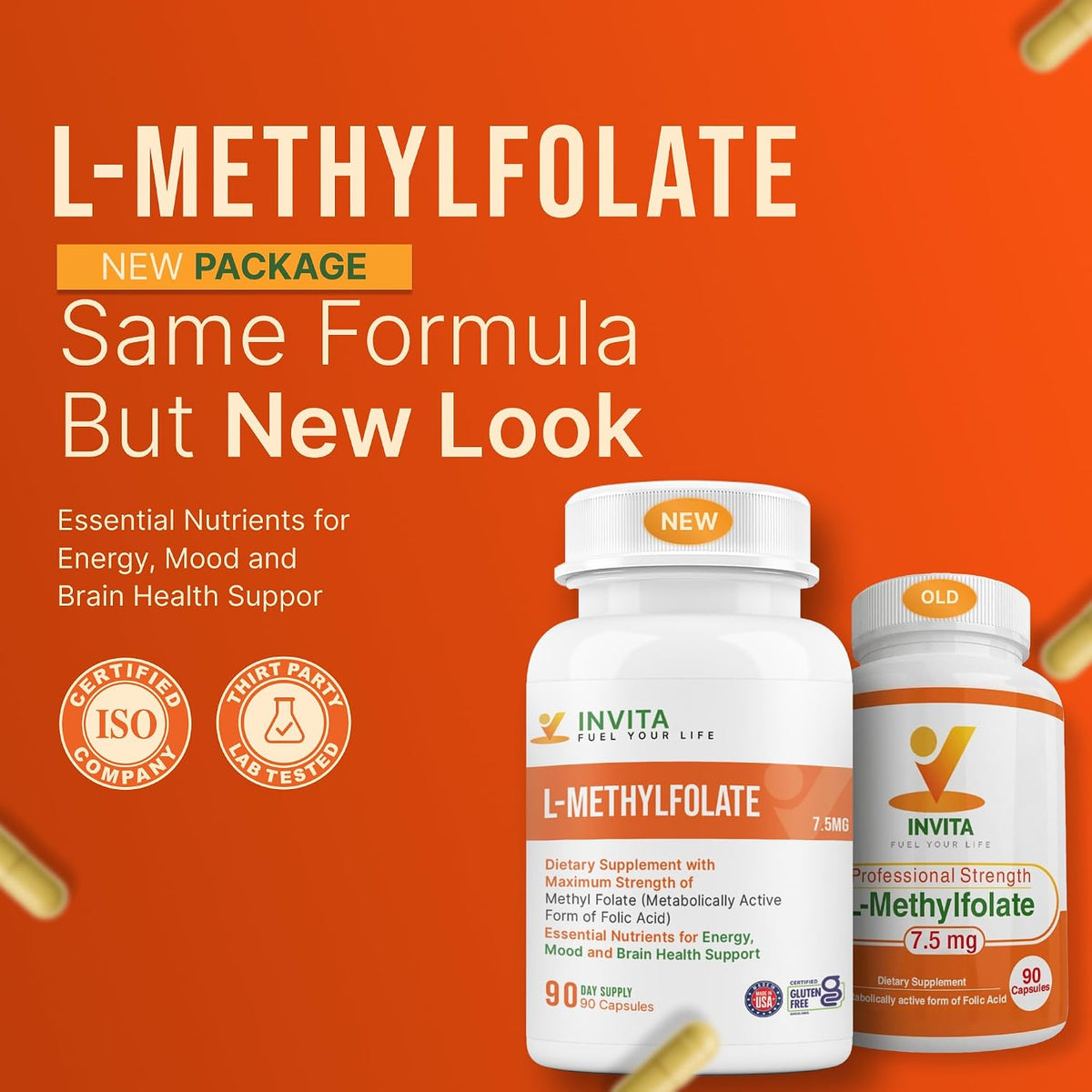 INVITA L-Methylfolate 7.5mg – Active Methyl Folate Supplement – 90 Capsules - görsel 2