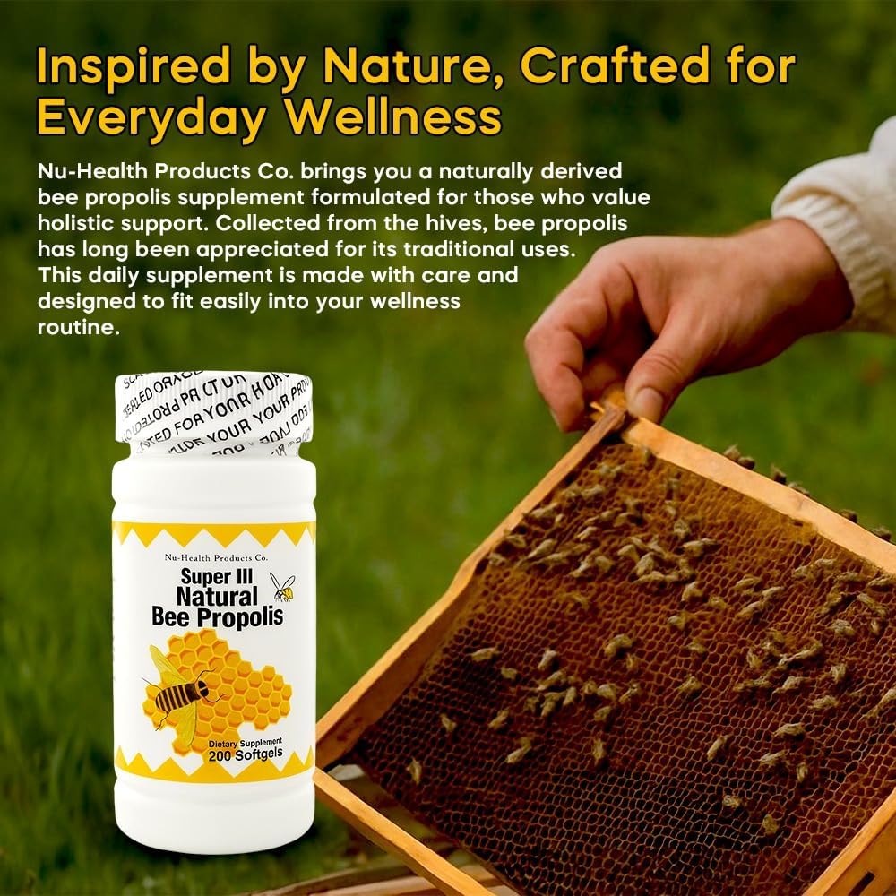 Nu-Health Super III Natural Bee Propolis, Vitamin C & Zinc, 200 Soft gel capsules - görsel 6