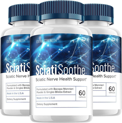 SciatiSoothe Brain Supplement - All-Natural Formula (3-Pack, 180 Capsules)