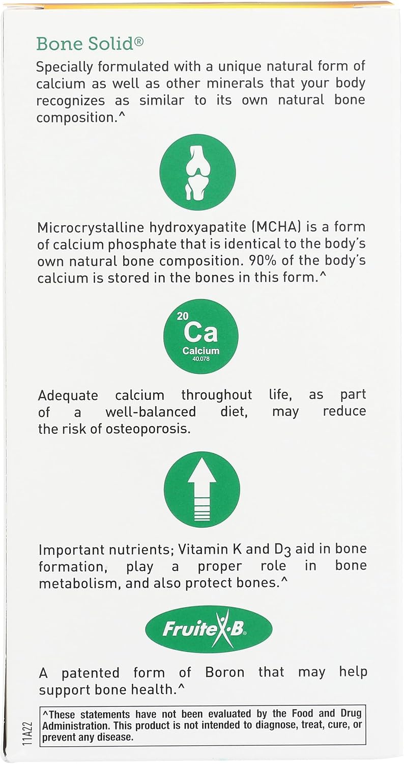 Country Life Bone Solid - Bone Health Supplement with MCHA, Calcium, Magnesium, Zinc, Vitamins K2 & D3 - 180 Capsules - görsel 2