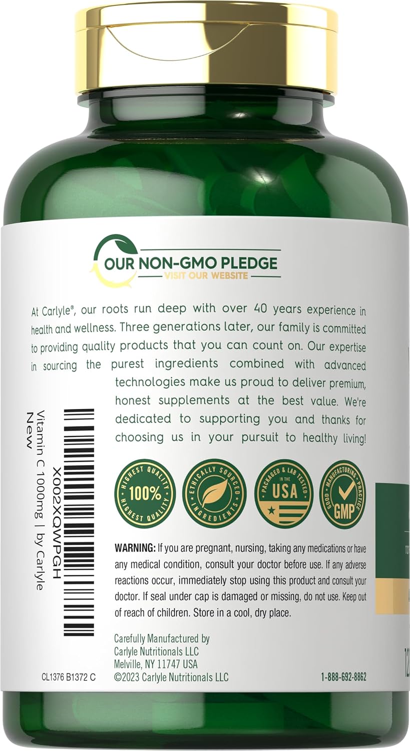 Carlyle Vitamin C 1000mg Timed Release with Rose Hips - 120 Vegetarian Caplets - görsel 3