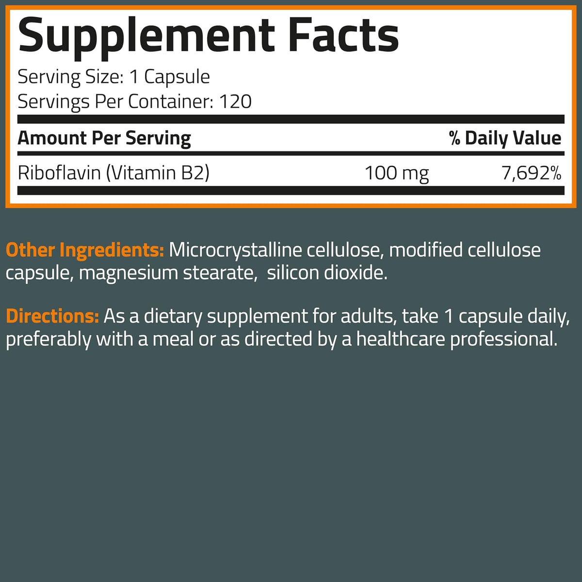 Bronson Vitamin B2 (Riboflavin) 100mg, 120 Vegetarian Capsules - görsel 8