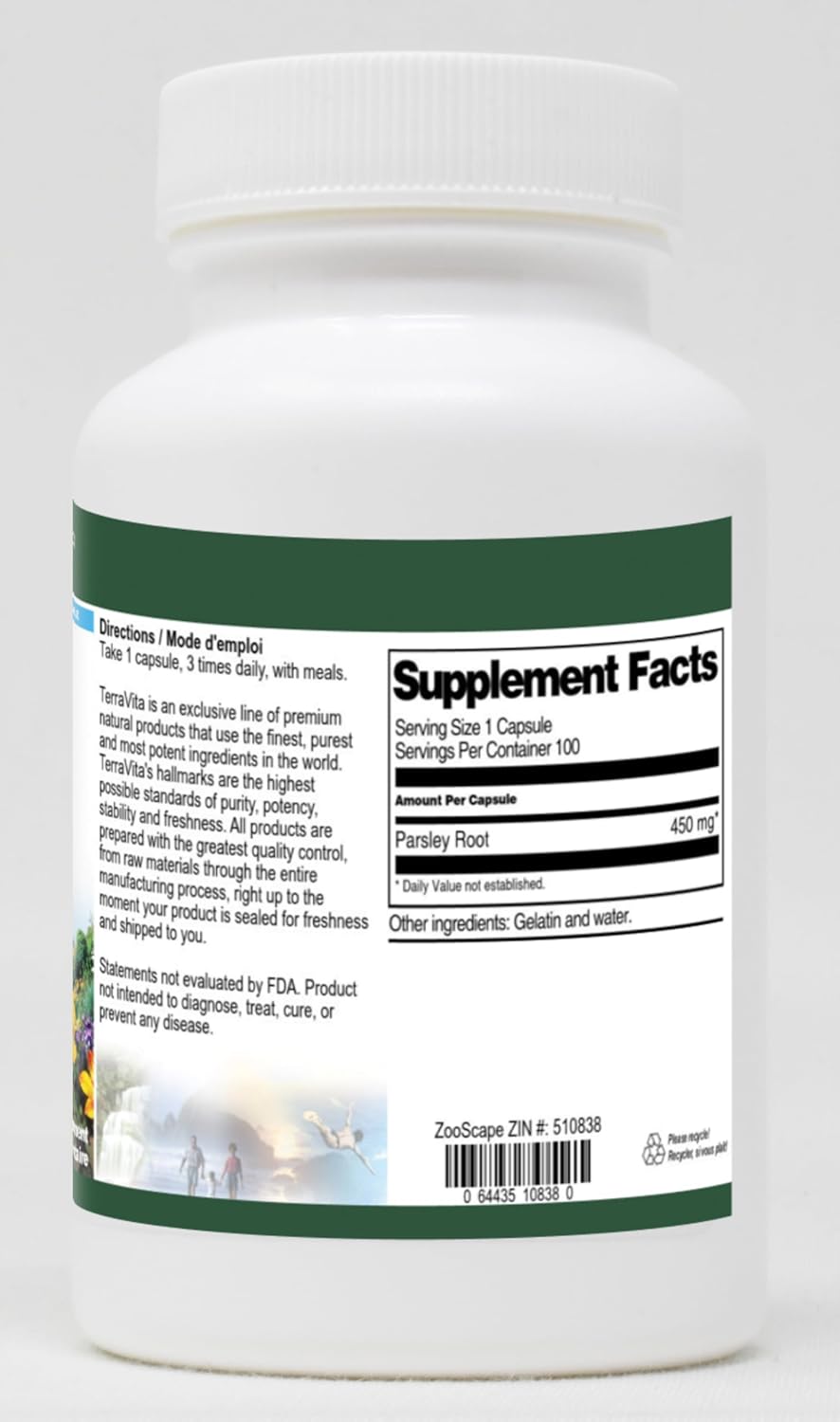 Parsley Root 450 mg - 100 Capsules (3-Pack) by Terravita - görsel 2