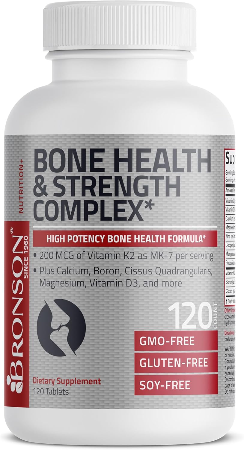 Bronson Bone Health & Strength Complex – High Potency with Vitamin K2 MK-7, Calcium, Magnesium, D3 – 120 Tablets - görsel 5