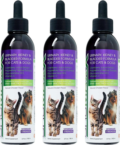 UroMAXX Cat & Dog Urinary Tract Support – Liquid Cranberry & Glucosamine, Chicken Flavour, 177 ml (3 Pack)