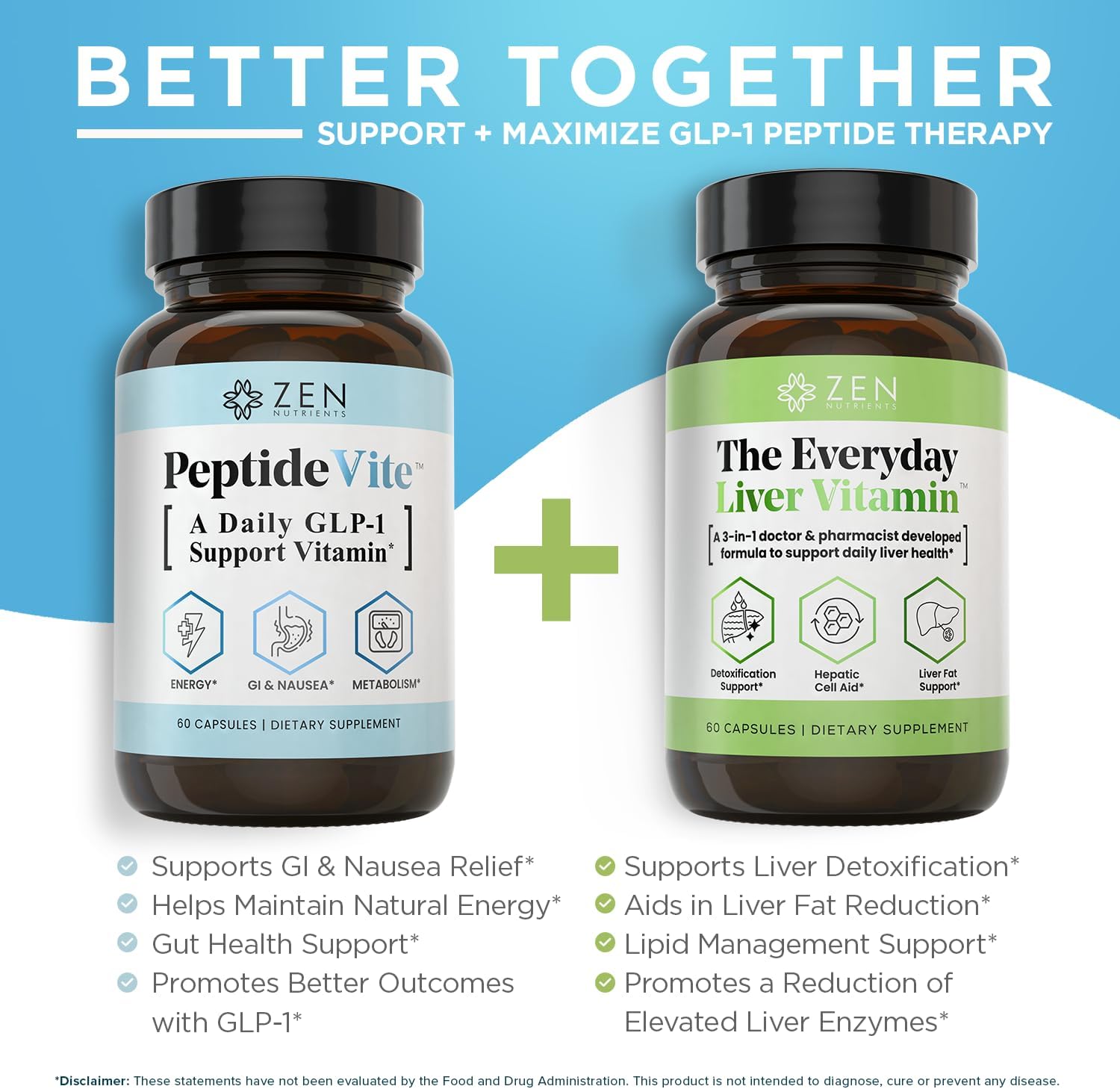 Zen Nutrients PeptideVite GLP-1 Support Supplement for Gut Health with Probiotics, Bromelain, Chromium Picolinate & Organic Ginger (60 Capsules) - görsel 6