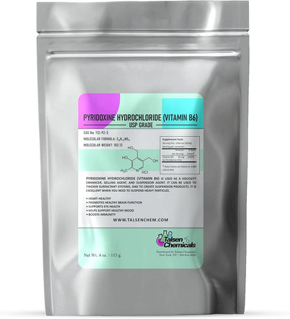 Vitamin B6 Powder (113g) Pyridoxine HCL Powder for Normal Energy Metabolism and Nervous System Function