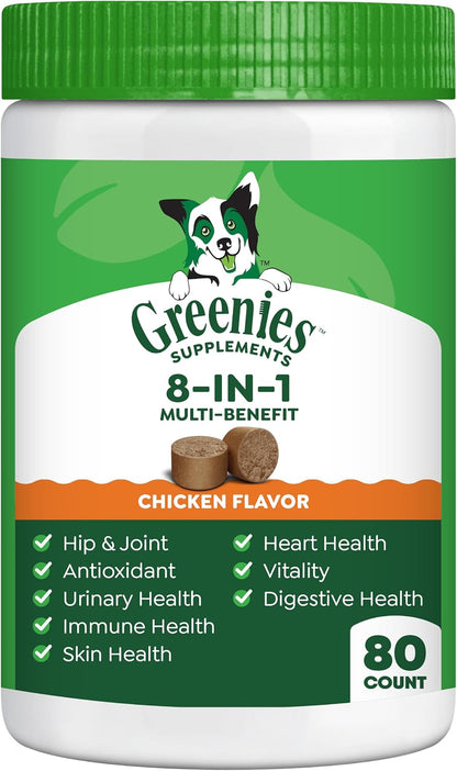 Greenies Supplements 8-in-1 Multi-Benefit Soft Dog Chews, Chicken Flavour, 439 g Tub, 80 Count
