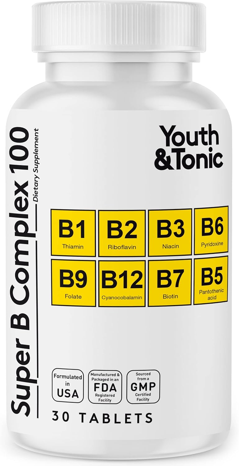Youth & Tonic Super B Complex 100 – Stress B Complex with PABA, Choline & Inositol | 30 Tablets - görsel 1