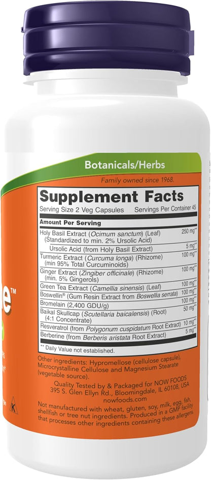 NOW Foods D-Flame, Herbal Blend for Overexertion Support, 90 Veg Capsules