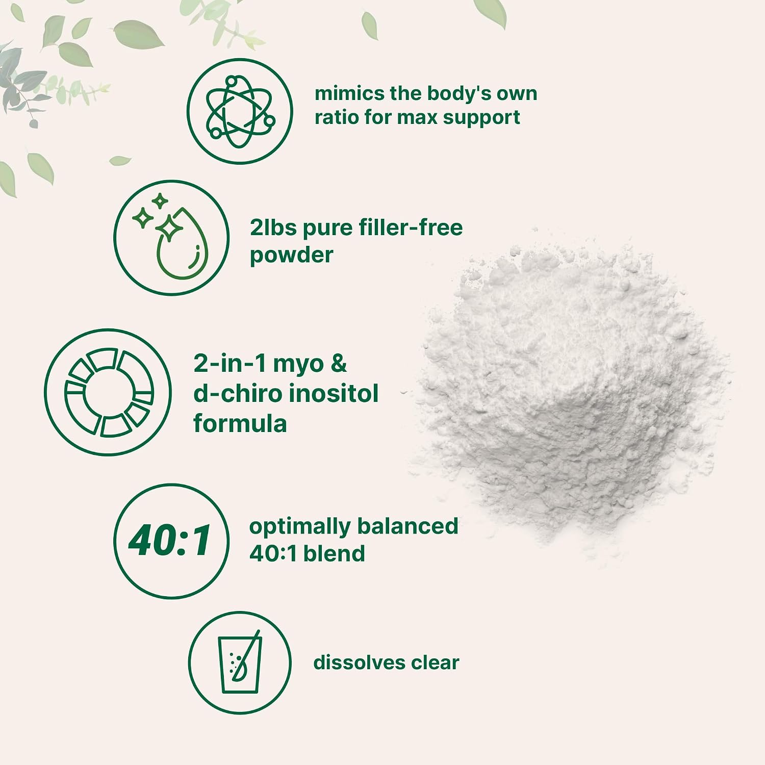 Micro Ingredients Myo-Inositol & D-Chiro Inositol Powder, 40:1 Ideal Ratio, 907g (442 Servings) - görsel 3