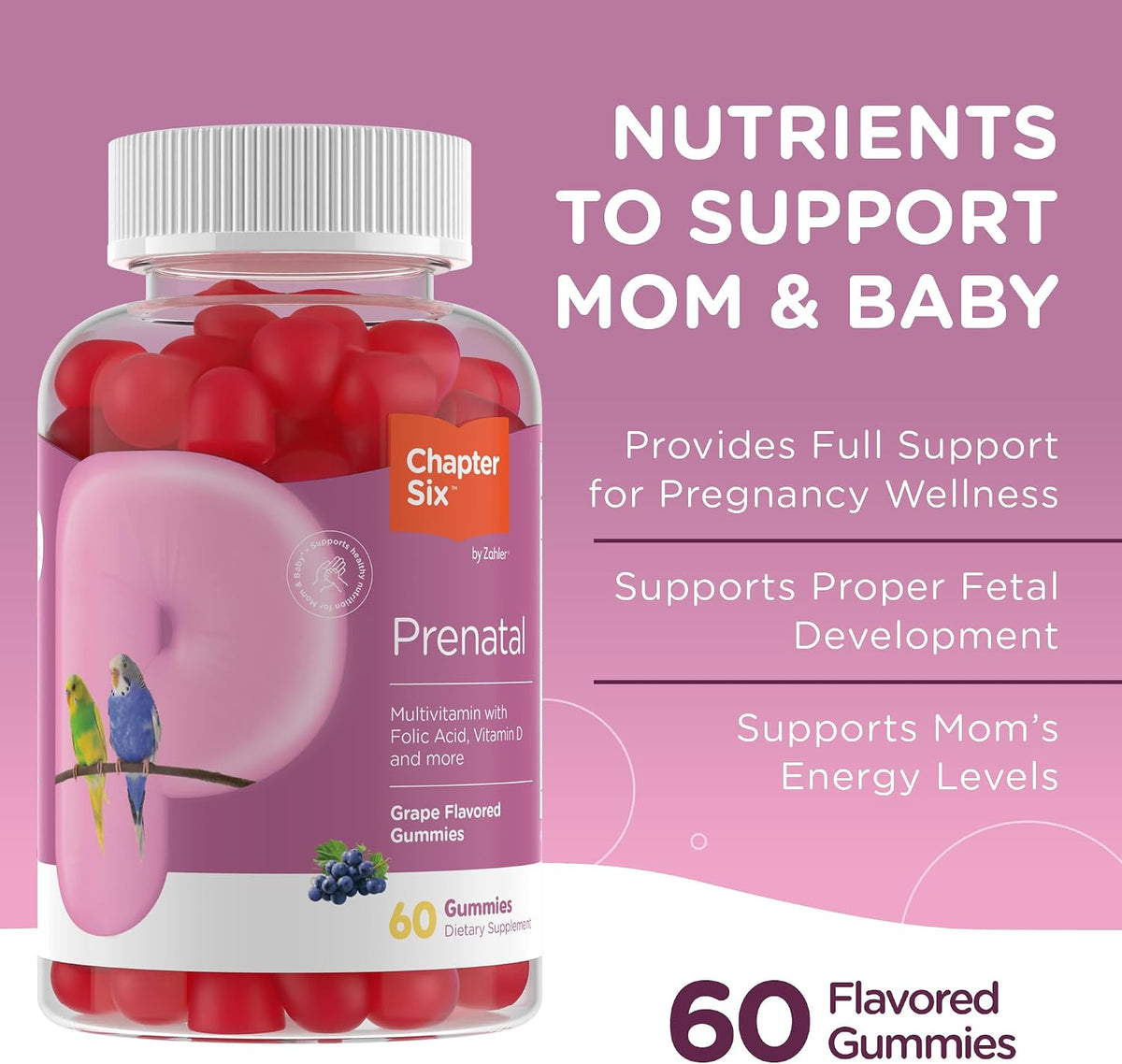 Zahler Prenatal Gummies - 60 Gummies (30 Servings) - Kosher, Gluten-free, Vegetarian-Friendly Grape Flavour - görsel 3