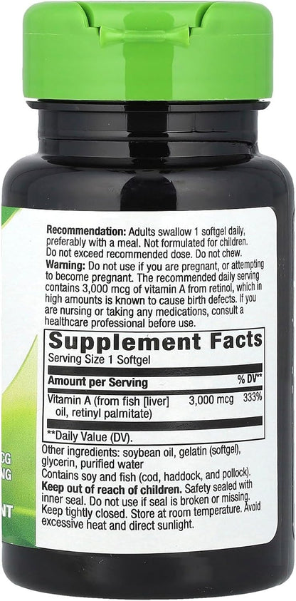 Nature's Way Vitamin A 3,000mcg High Potency Softgels - 100 Count