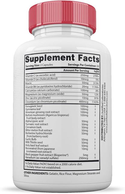 Gluco Renu Extreme - Glucose Support Capsules with Turmeric, Berberine & Resveratrol (60 Capsules)