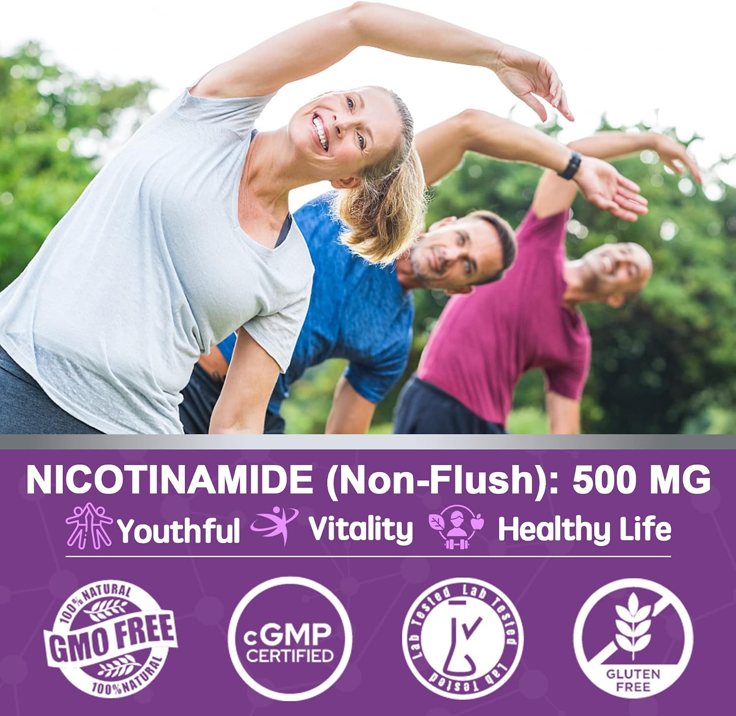 Sugar Free Nicotinamide 500mg Gummies - Flush Free Niacin, Vitamin B3 Niacinamide Supplement, 120 Count - görsel 7