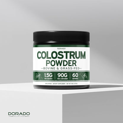 Colostrum Supplement Powder 90g (60 Servings of 1.5g Pure Bovine Colostrum Std. to Contain 20% IgG Immunoglobulins) Grass Fed Powder - No Fillers, Third-party Tested, Unflavoured & Non-GMO