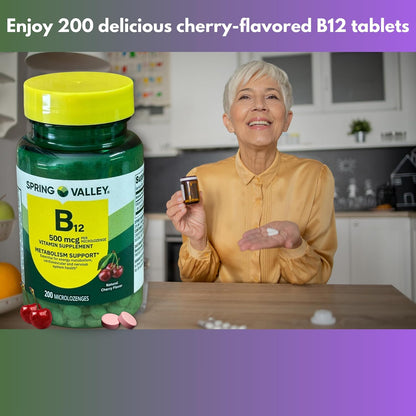 B12 500 mcg Sublingual Cherry Flavour Microlozenges (Pack of 3)