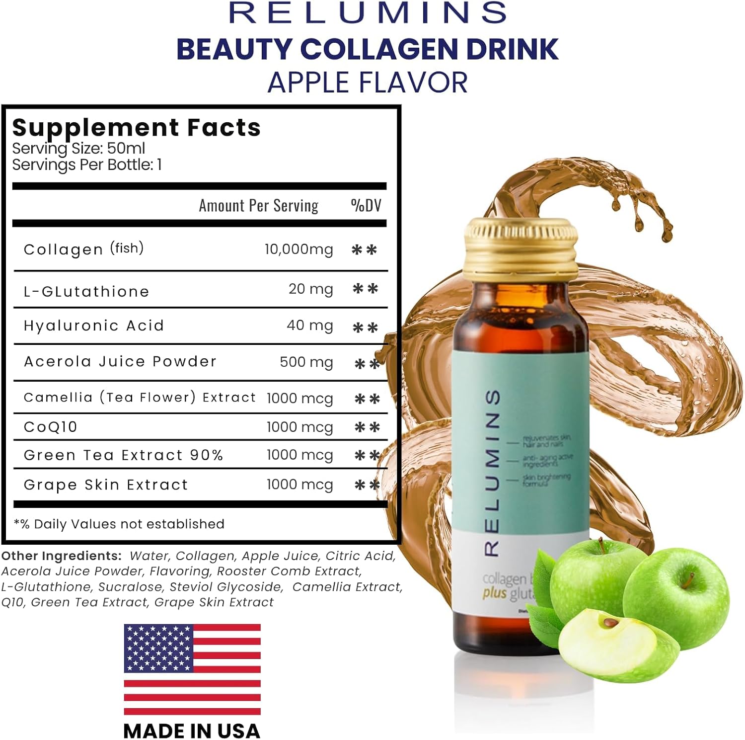 Relumins Collagen & Glutathione Beauty Drink Set – 20 Count (Apple & Pomegranate Flavours) - görsel 8