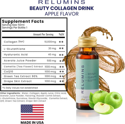 Relumins Collagen & Glutathione Beauty Drink Set – 20 Count (Apple & Pomegranate Flavours)