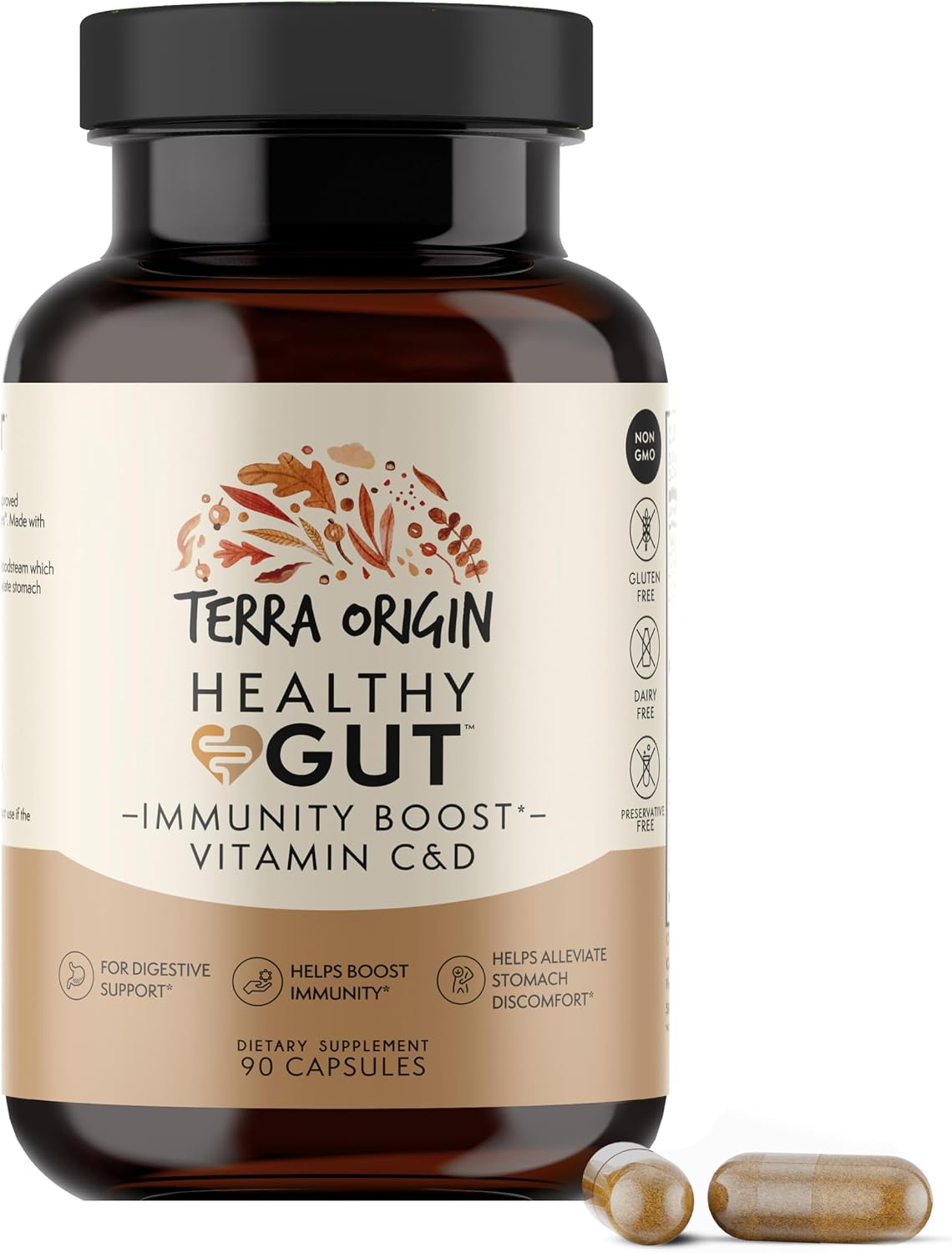 TERRA ORIGIN Healthy Gut Capsules with Immunity Support - 90 Capsules - görsel 1