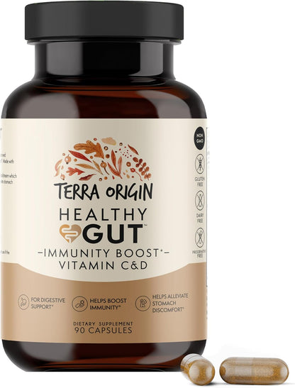 TERRA ORIGIN Healthy Gut Capsules with Immunity Support - 90 Capsules