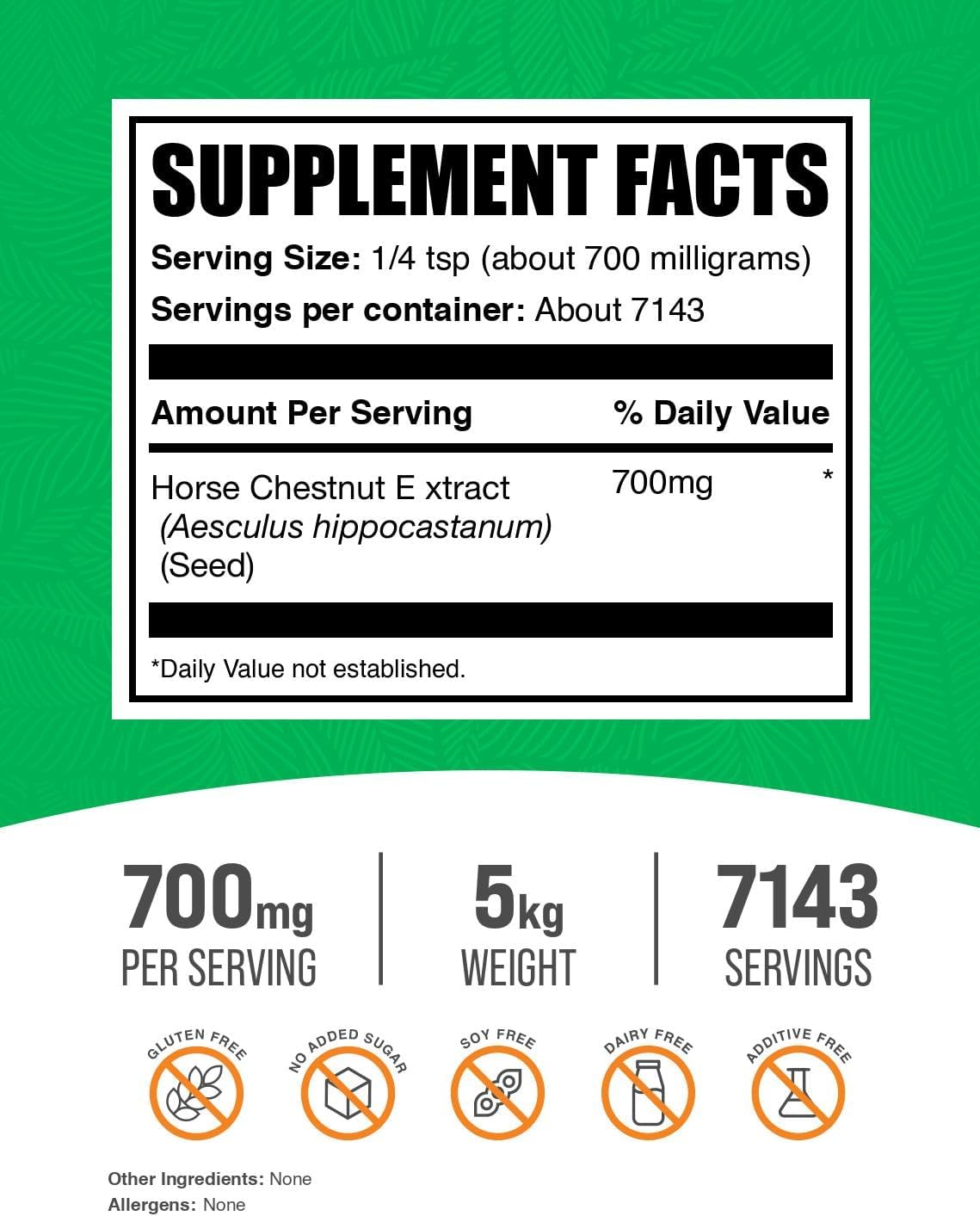 BulkSupplements.com Horse Chestnut Extract Powder - 5kg (11 lbs) Pack - görsel 2