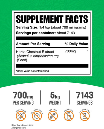 BulkSupplements.com Horse Chestnut Extract Powder - 5kg (11 lbs) Pack