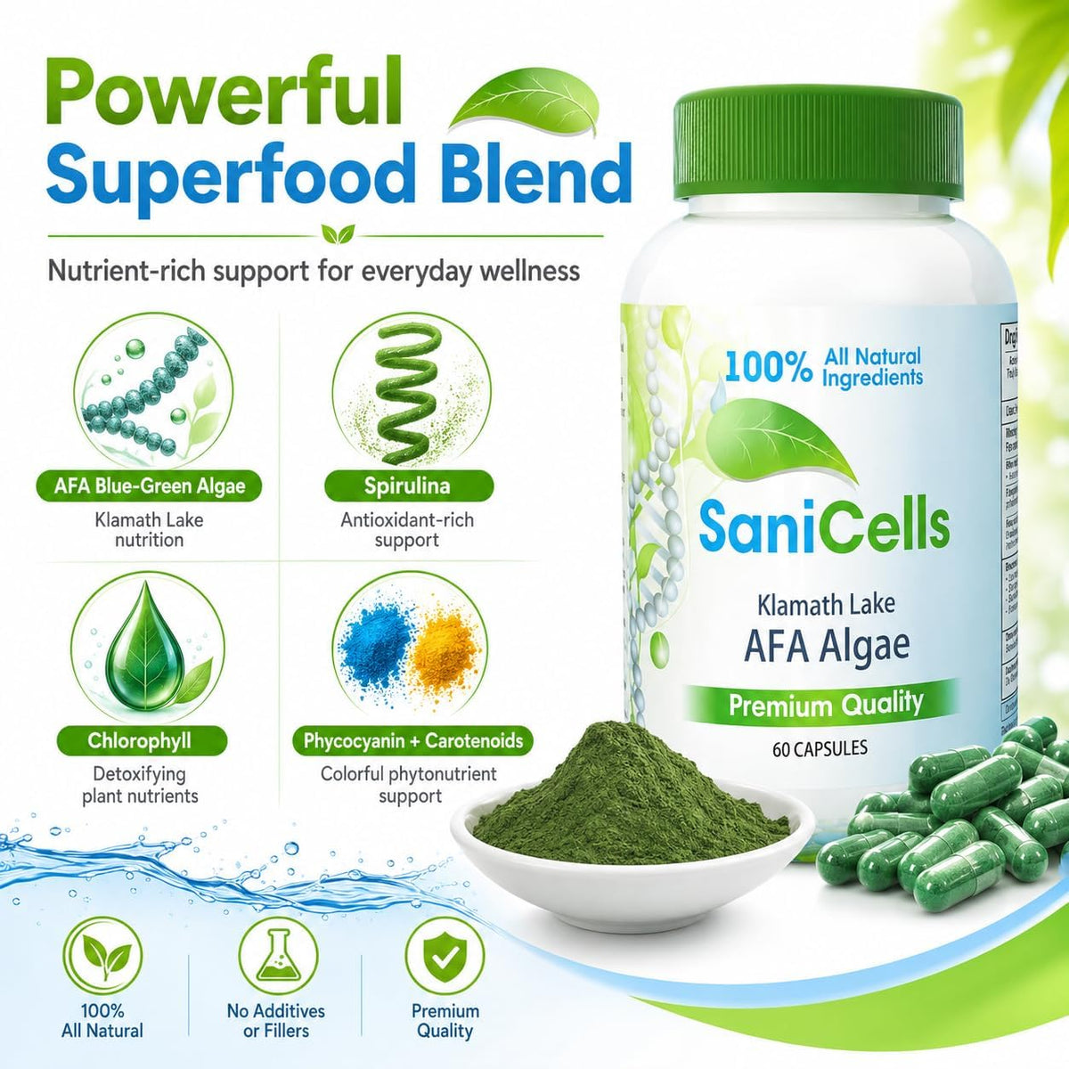 TROYA Sani Cells AFA Blue-Green Algae Capsules - Organic Superfood for Energy and Mental Clarity - görsel 7