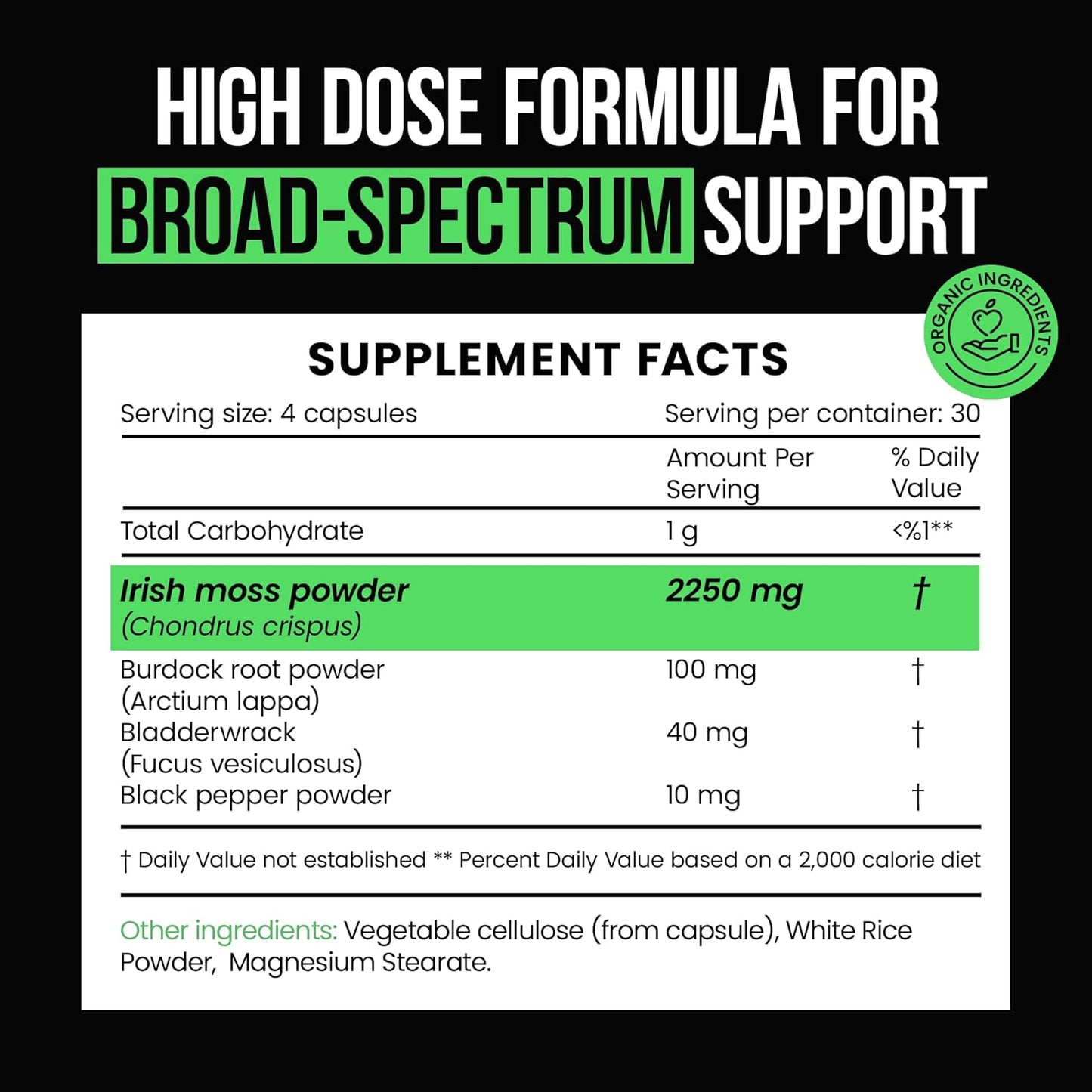VitaRaw Organic Irish Sea Moss Capsules - 2400 mg for Immune & Joint Health - görsel 2