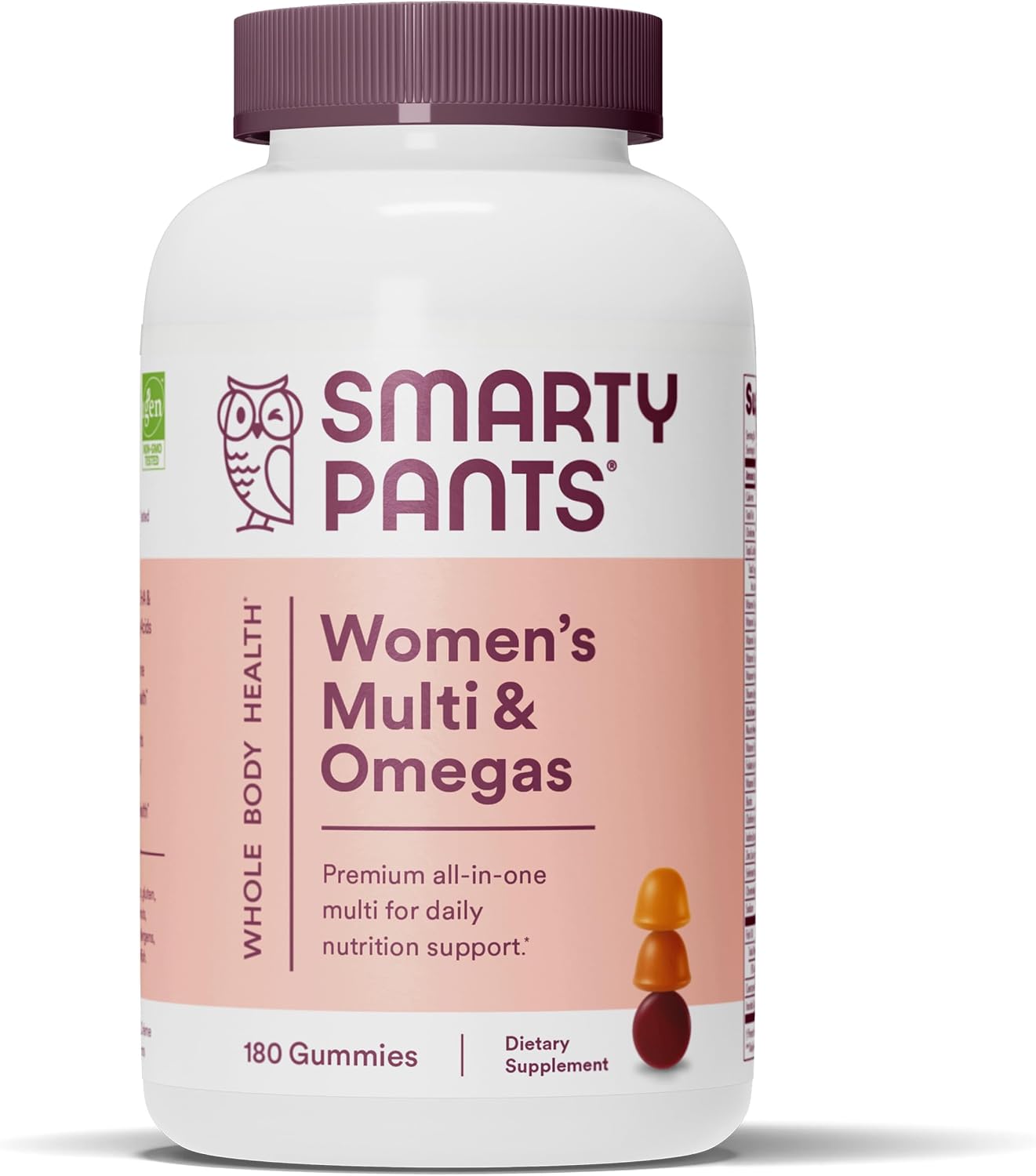 SmartyPants Women's Multivitamin Gummies: Omega 3 Fish Oil (EPA/DHA), Methylfolate, CoQ10, Vitamin D3, C, Vitamin B12, B6, A, K & Zinc, Inositol, Gluten-free, 180 Count (30 Day Supply) - görsel 1