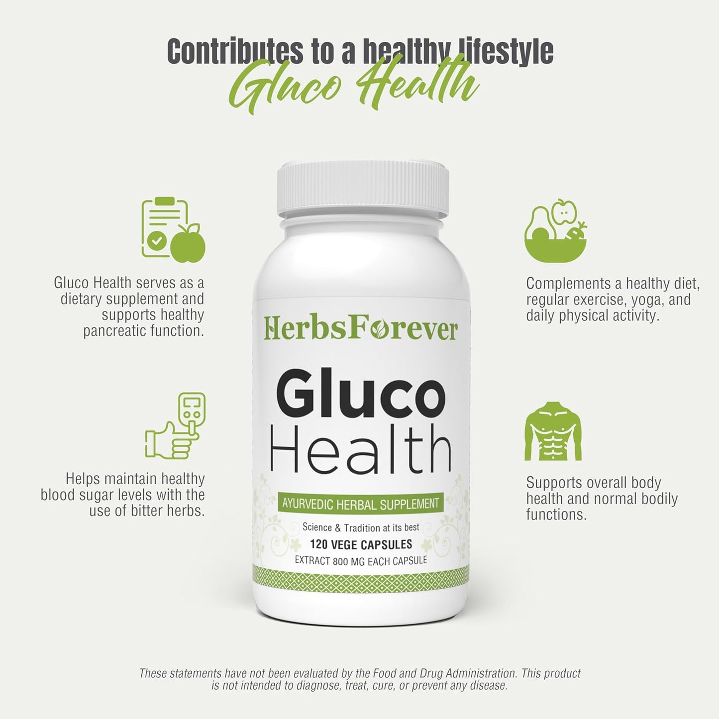 Herbsforever Gluco Health – Ayurvedic Blood Sugar Support with Gymnema Sylvestre, Shilajit, Turmeric & 17 Herbal Extracts (120 Veg Capsules) - görsel 2