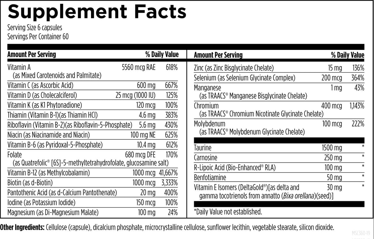 Designs for Health Metabolic Synergy - Multivitamin and Mineral Supplement with Chromium, Zinc, Selenium, R-Lipoic Acid, Vitamins + More (360 Capsules) - görsel 5