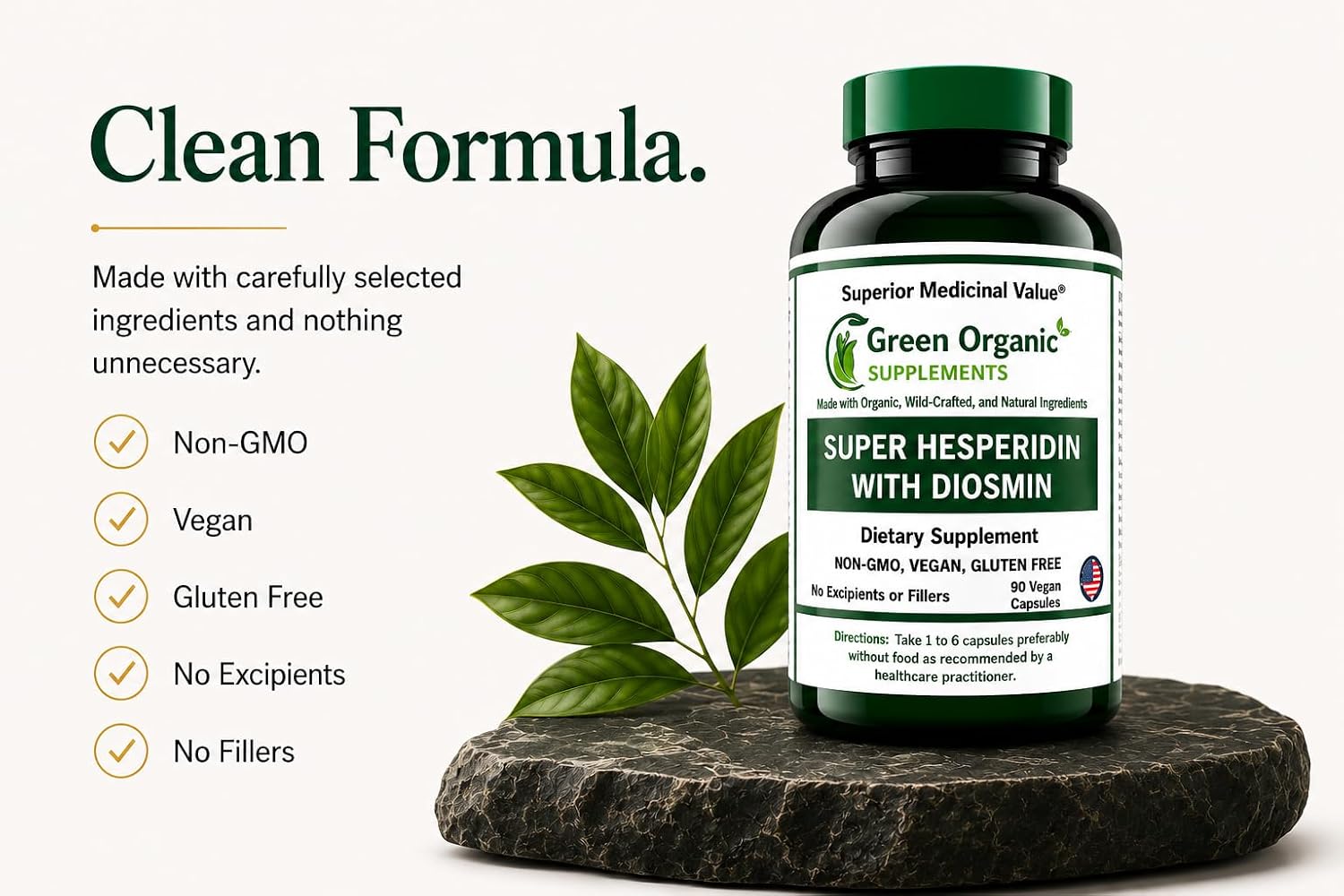 Green Organic Supplements Super Hesperidin with Diosmin, Narangin Hand Made, Non-GMO, Vegan & Gluten-free - görsel 5