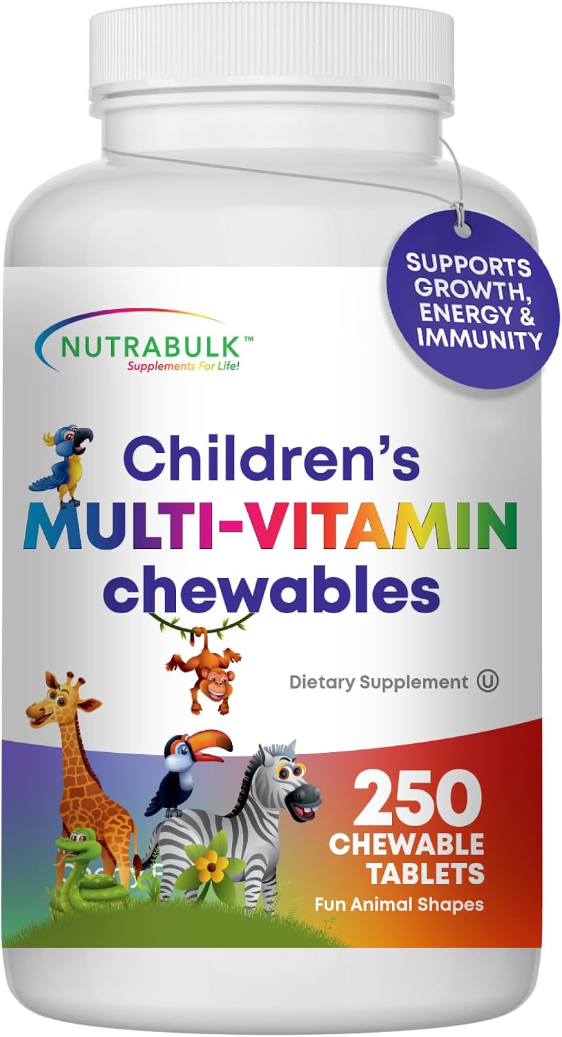 NutraBulk Children's Chewable Multivitamin - 250 Cherry Tablets - görsel 1