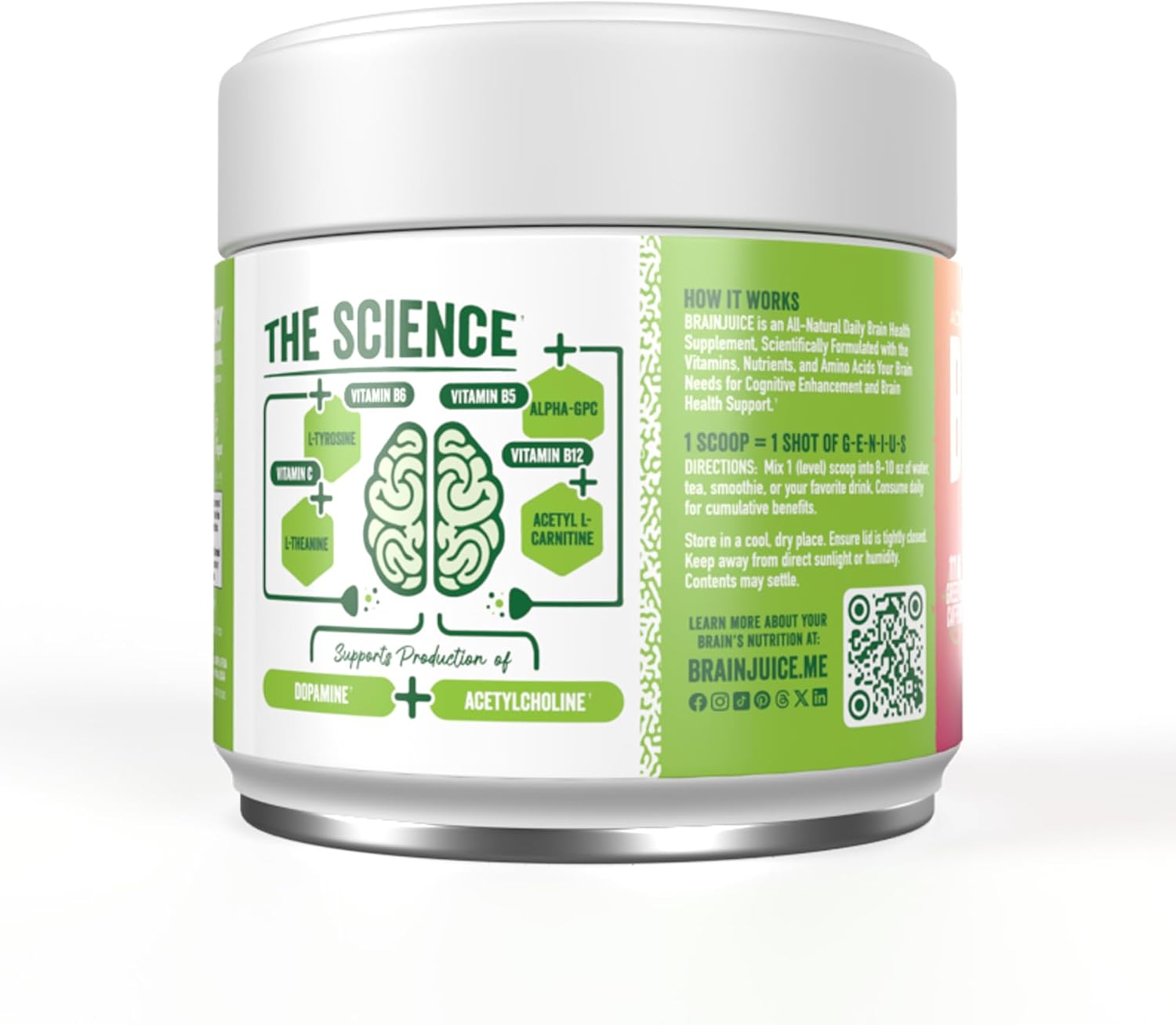 BrainJuice Nootropics Brain Support Supplement – Active Pomegranate Acai (15 Servings) - görsel 6