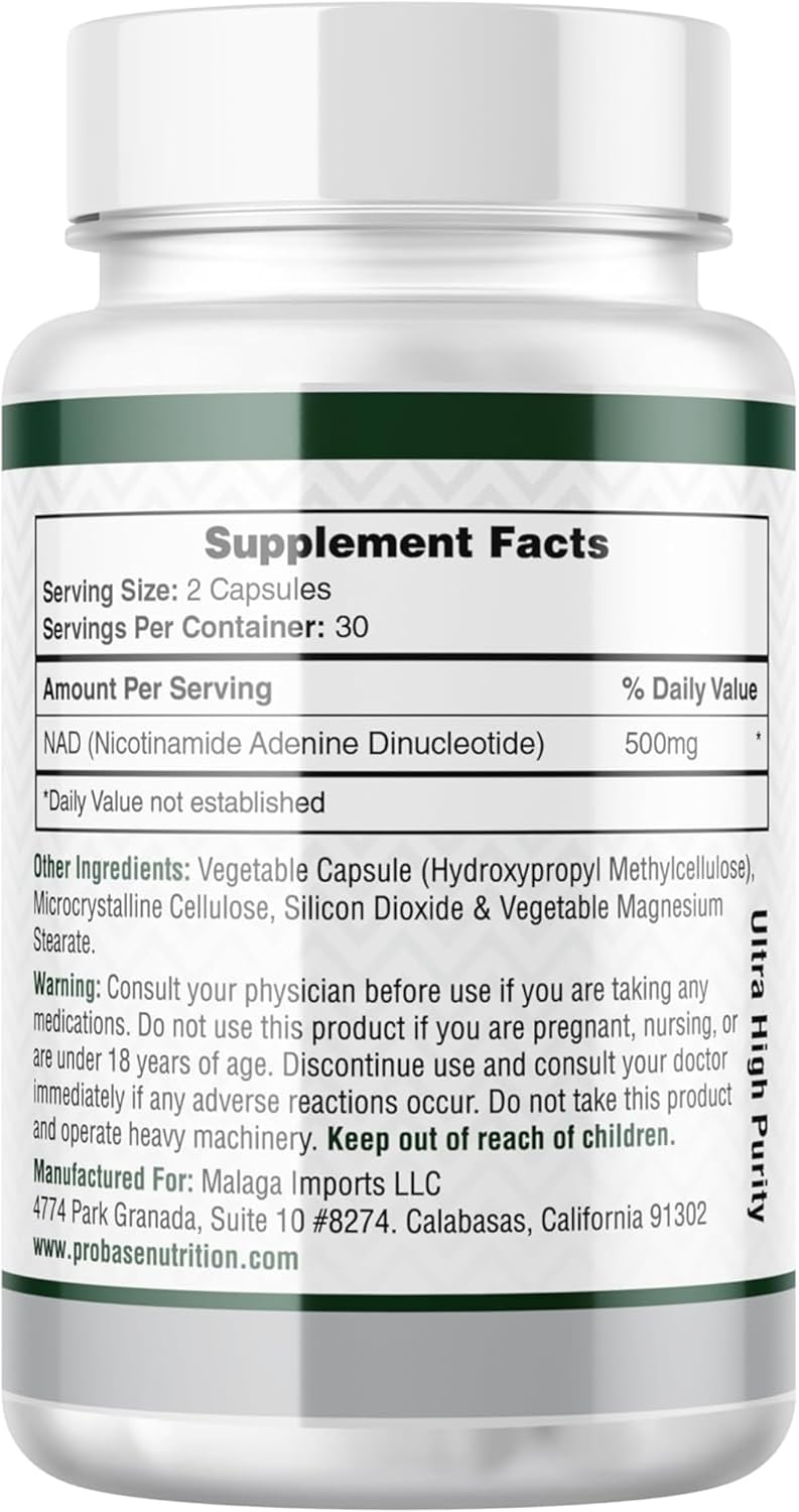 Probase Nutrition NAD Supplement 500mg – High Potency NAD+ Maximiser (30-Day Supply) - görsel 3