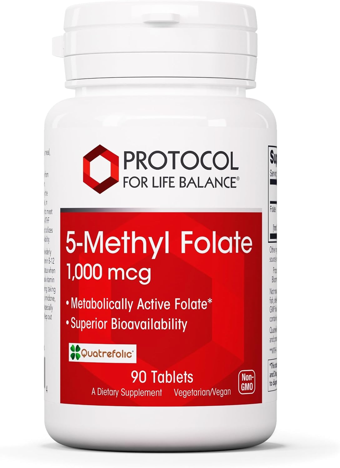PROTOCOL FOR LIFE BALANCE 5-Methylfolate 1,000mcg - Superior Methyl Folate Bioavailability - for Brain Support - Folate Supplement for Women & Men - Kosher & Vegan - 90 Tabs - görsel 1