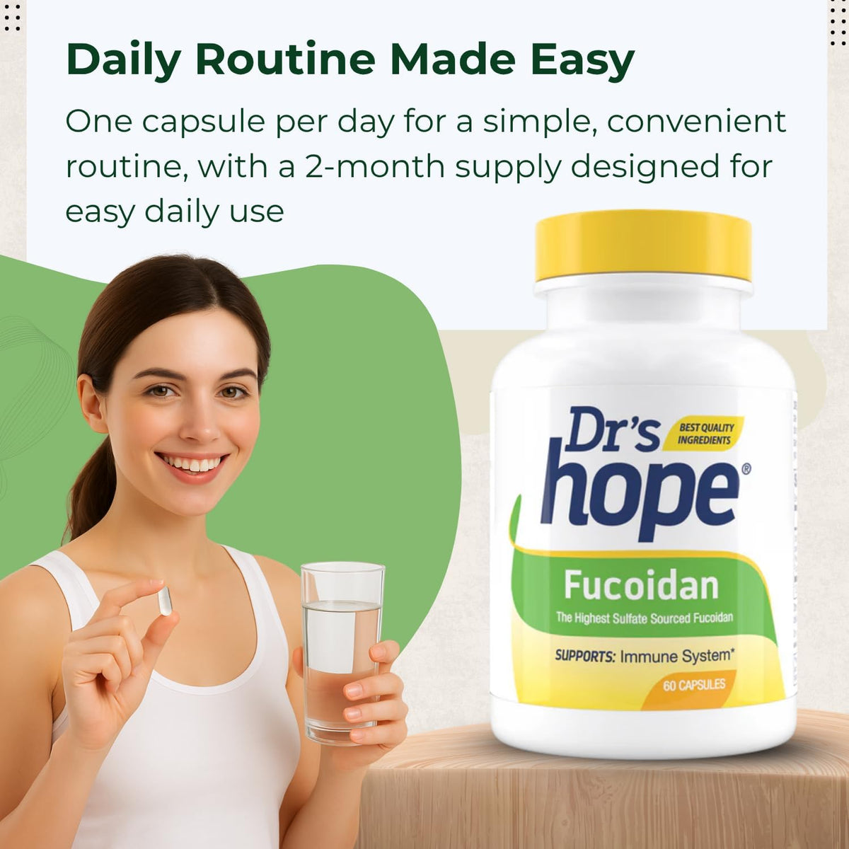 Dr's Hope Fucoidan 65mg – Brown Seaweed Extract Food Supplement (60 Capsules) - görsel 3