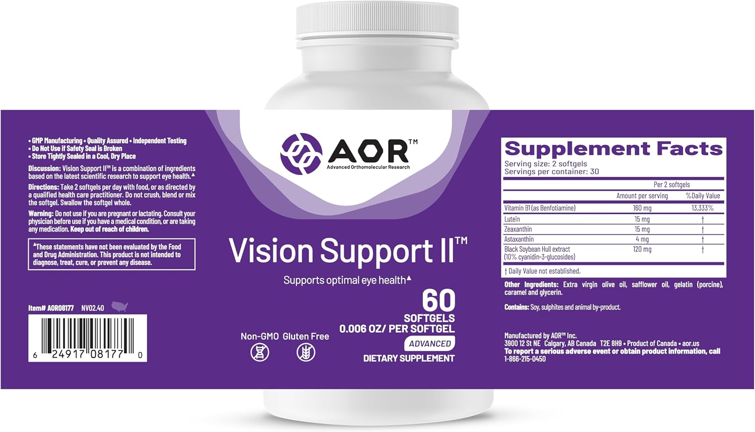 AOR Vision Support II 60 Soft gel capsules, 30-Day Supply – with Lutein, Zeaxanthin, Astaxanthin – Non-GMO, Gluten-free - görsel 9