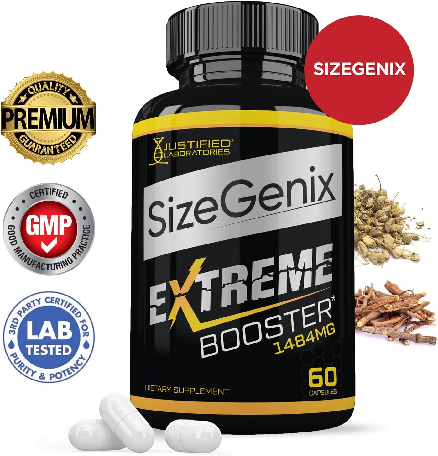 Justified Laboratories (3 Pack) Sizegenix Men’s Health Supplement 1484 mg, 180 Capsules - görsel 2