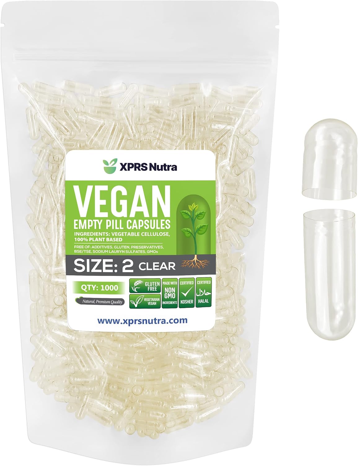 XPRS Nutra Size 2 Empty Vegan Capsules (500 Count) - görsel 10